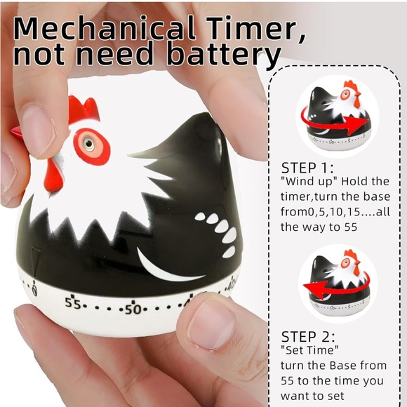 Black and White Decorative Kitchen Timer Lovely - Picture 5 of 9